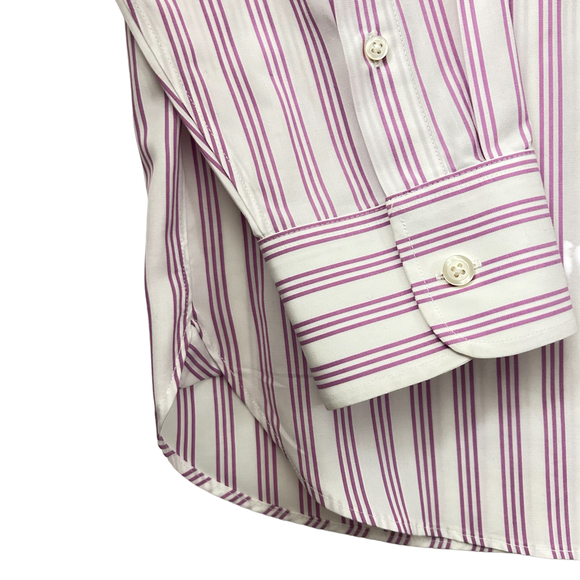 J. Crew Mens Thompson Shirtings Dress Shirt Sz L (16-16.5) Pink Striped Pocket - Picture 5 of 7